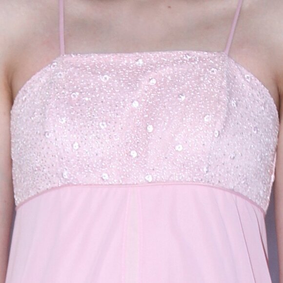 NWOT Poly USA #2488 Chiffon Bridesmaid Dress With Satin Underlay-Size S-Pink - Picture 4 of 4